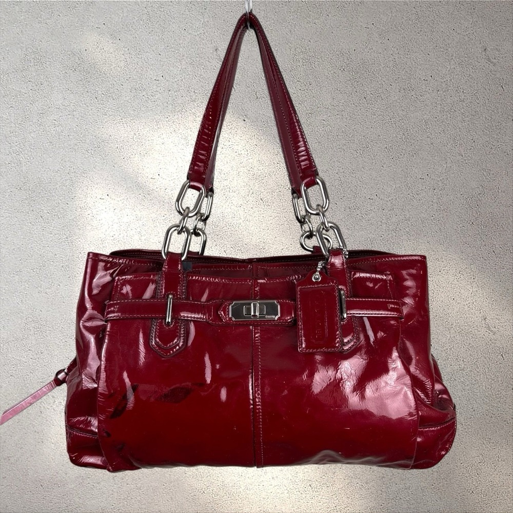Coach Chelsea Jayden Burgundy Patent Leather Satchel Bag F17855 - RARE, HTF!! - Picture 1 of 8